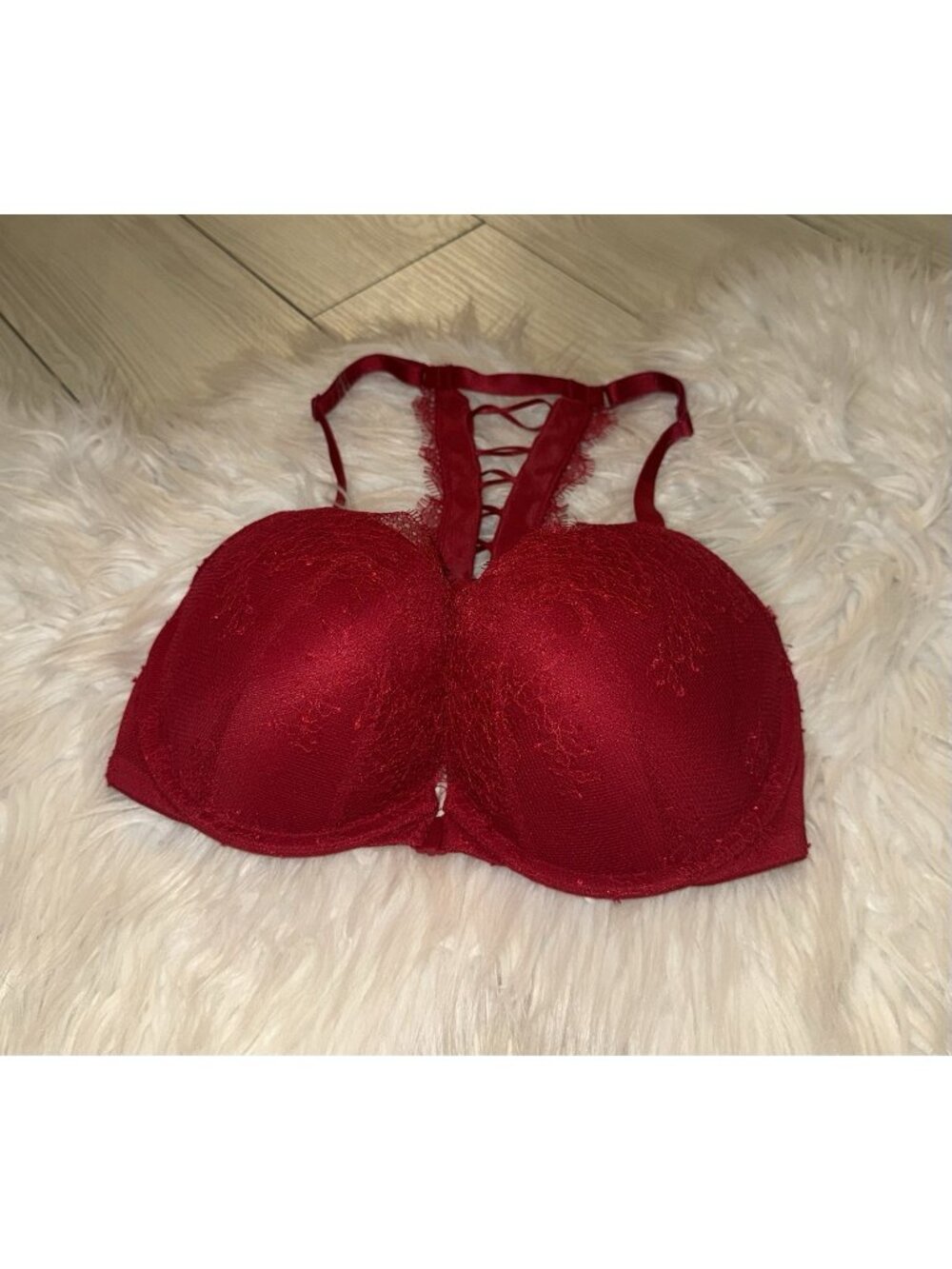 Victorias Secret Very Sexy Push Up Bra Front Close Lace UW Womens 32DD Red